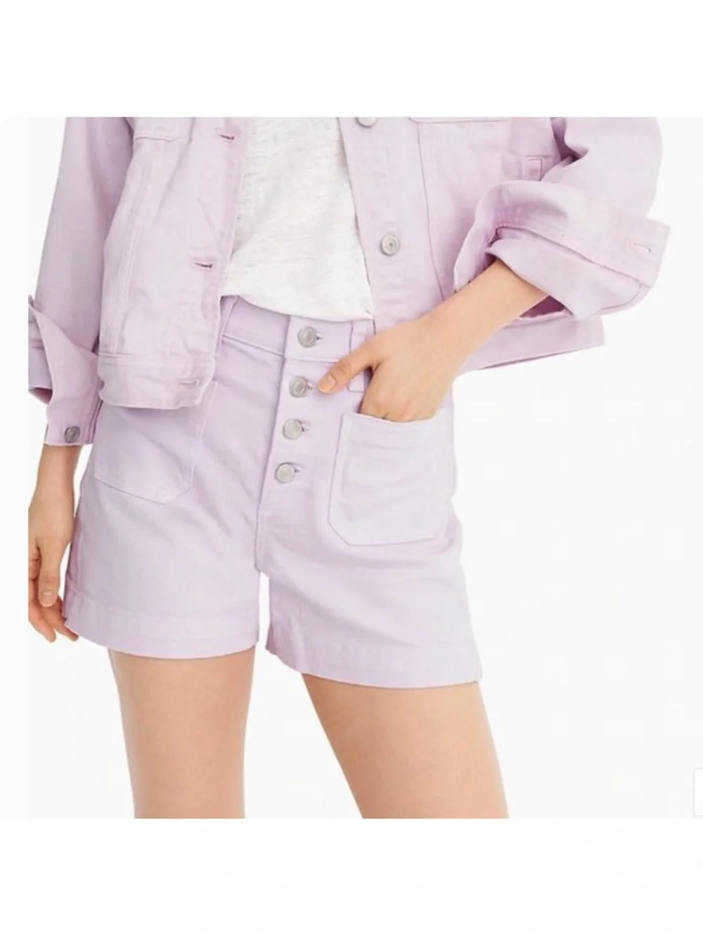 J. Crew High-rise garment-dyed Japanese denim Shorts with patch pockets Size 31
